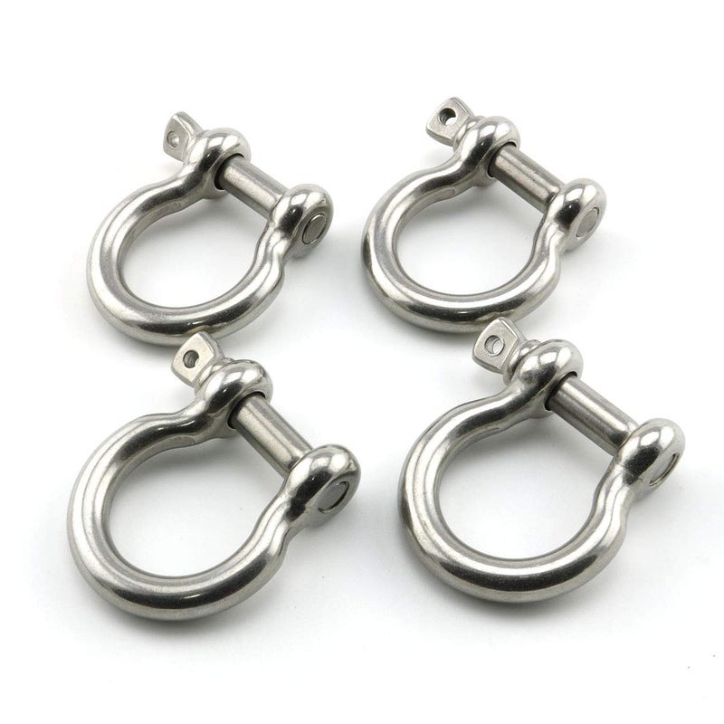 Heyous 4pcs 1/4 Inch 6mm Screw Pin Anchor Shackle Stainless Steel Heavy Duty Bow Shape Load Clamp for Chains Wirerope Lifting Paracord Outdoor Camping Survival Rope Bracelets - Image 3